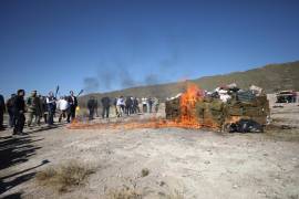 Los 400 kilos de metanfetamina incinerados fueron decomisados por la Policía Estatal en Parras de la Fuente, el pasado 8 de septiembre.