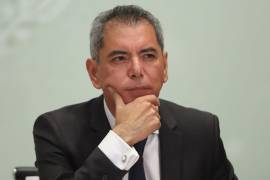 El secretario de Hacienda y Crédito Público, Edgar Amador Zamora, en una conferencia de prensa para presentar el informe de Situación Económica, las Finanzas Públicas y Deuda Pública.