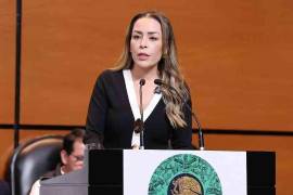 Verónica Martínez, diputada federal del PRI, durante una reunión legislativa.