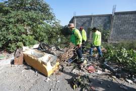 En el Arroyo Madre se retiran basura, maleza y otros desechos que dificultan el flujo del agua.