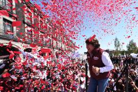 Delfina Gómez Álvarez fue recibida en el Estado de México, con motivos de su precampaña.