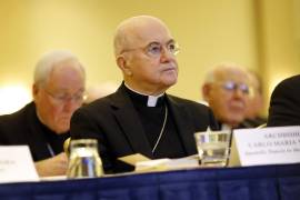 El ex nuncio del Vaticano en Estados Unidos, el arzobispo Carlo Maria Vigano que ha sido convocado por el Vaticano para enfrentar cargos de cisma.