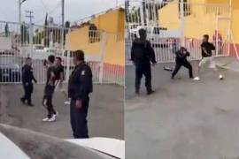 Joven reta a golpes a un policía del Edomex, éste le responde y queda grabado en video