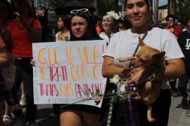 Decenas de participantes, equipados con carteles y vistiendo camisetas naranjas, se dieron cita a las 9:30 horas. FOTO: REDES SOCIALES