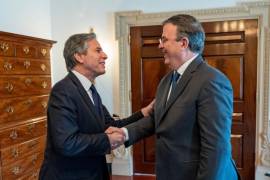 El canciller afirmó en su Twitter que la reunión con el secretario de Estado fue positiva.