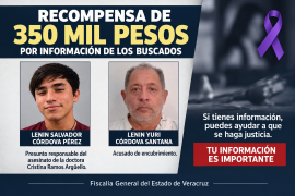 La FGE de Veracruz ofreció una recompensa de 350 mil pesos por información que permita localizar y detener a Lenin Salvador Córdova Pérez.