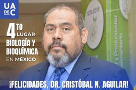 Cristóbal Noé Aguilar González fue ubicado entre los investigadores más influyentes de México en Biología y Bioquímica, de acuerdo con el ranking internacional de Research.com.