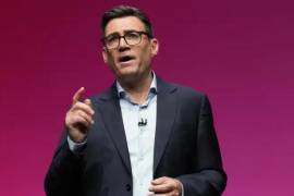 El primer ministro británico, Andy Burnham, pronuncia su discurso de líder durante la conferencia del Partido Laborista en Liverpool, Inglaterra, el 29 de septiembre de 2026.
