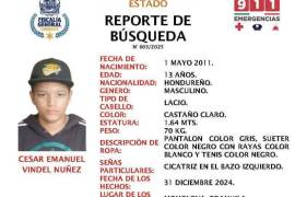 César Emanuel Vindel Núñez, de 13 años, desapareció el 31 de diciembre en Monclova mientras viajaba con su familia hacia la frontera.