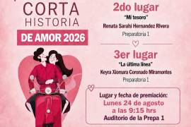La ceremonia de premiación del concurso de cuento será el lunes 24 de agosto a las o9:15 horas en el Auditorio de la Prepa 1.