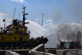Aspectos del ataque al puerto de Odesa en Ucrania.