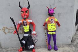 La piñada de MAriana Rodríguez portaba el mensaje “Tía Paty-rianis”, alusivo al reciente fraude.