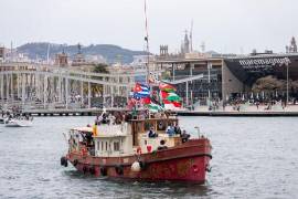 Embarcación durante una despedida simbólica de la Flotilla Global Sumud en Barcelona a principios de este mes.