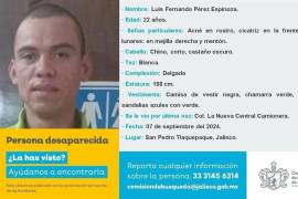 Él es Luis Fernando Pérez Espinoza, de 22 años, la ficha con su foto y sus datos fue publicada ayer por la Comisión de Búsqueda del Estado; con él suman 23 personas desaparecidas en esa central de autobuses ubicada en Tlaquepaque.