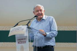 Andrés Manuel López Obrador, presidente de México, durante su participación en el acto protocolario Balance económico: desarrollo industrial y T-MEC en el en Centro de Convenciones de San Luis Potosí.