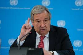 El secretario general de la ONU, Antonio Guterres, se dirige a los medios de comunicación durante una visita a la oficina de la ONU en la capital, Nairobi, Kenia, el miércoles 3 de mayo de 2023.