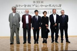 (De i a d) El director de cine alemán Wim Wenders, el pianista polaco Krystian Zimerman, los arquitectos japoneses Ryue Nishizawa y Kazuyo Sejima, el artista chino Ai Weiwei y el pintor italiano Giulio Paolini.