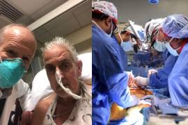 En la foto se puede ver al equipo quirúrgico de la universidad trabajando en el trasplante para Dave Bennet.