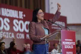 CIUDAD DE MÉXICO, 11OCTUBRE2026.- Ariadna Montiel Reyes, presidenta Nacional de Morena, ofreció un mensaje de unidad a las y los integrantes de diferentes organizaciones sociales a quienes el partido convocó para realizar el Encuentro Nacional de Movimientos Sociales rumbo a una alianza estratégica. FOTO: GALO CAÑAS/CUARTOSCURO.COM