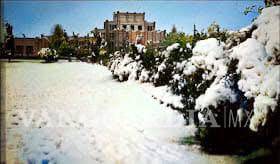 $!1983. El edificio de fondo es el Ateneo Fuente y lo que vemos llenos de nieve. Por el ángulo puede ser que la óptica nazca desde los jardines del ITS.