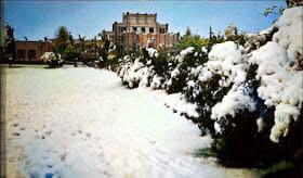 $!1983. El edificio de fondo es el Ateneo Fuente y lo que vemos llenos de nieve. Por el ángulo puede ser que la óptica nazca desde los jardines del ITS.