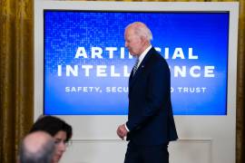 El presidente Joe Biden en un evento sobre una orden ejecutiva sobre el desarrollo y uso seguro de la inteligencia artificial, en la Casa Blanca en Washington.