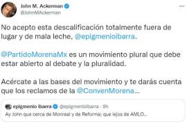 Ackerman criticó a Ibarra por colaborar con medios “de oposición”