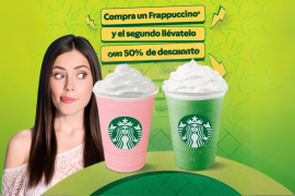 Compra un Frappuccino participante tamaño Grande (400ml) o Venti (500ml) y obtén el segundo a mitad de precio.