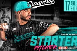 Manny Barreda será el encargado de abrir la Temporada 2026 para Saraperos de Saltillo en el duelo inaugural ante Toros de Tijuana, este 17 de abril en el Estadio Francisco I. Madero.