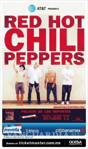 $!Red Hot Chili Peppers tendrá dos presentaciones en la CdMx