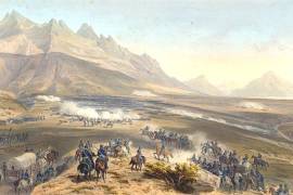 Representación en óleo de la Batalla de la Angostura.