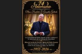 Monseñor Humberto A. González Galindo celebrará 74 años de ordenación sacerdotal con una misa de acción de gracias en la Rectoría Padre Nuestro.