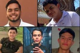 Las personas de las que no se sabe su paradero son Roberto Olmeda Cuellar, de 21 años, Diego Lara Santoyo, Uriel Galván, Jaime Adolfo Martínez Miranda y Dante Hernández