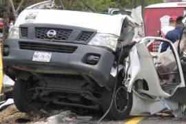 Aspectos del accidente en la autopista México-Querétaro.