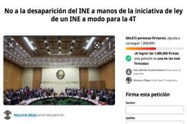 ‘No a la desaparición del INE a manos de la iniciativa de ley de un INE a modo para la 4T’ se titula la petición