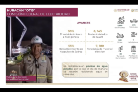En tiempo récord, la CFE restablece 90 por ciento de la energía eléctrica en Guerrero.