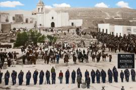 Ejército federal en la Plaza de Tlaxcala Saltillo, Coahuila, en tiempos en que Victoriano Cepeda fue Gobernador de Coahuila.