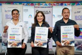 Autoridades del DIF Ramos Arizpe anuncian las Bodas Comunitarias en rueda de prensa en el auditorio del Ayuntamiento.