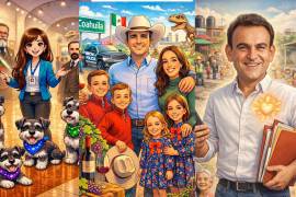 En la imagen puedes ver a Diana González, directora de Museos de Coahuila; al gobernador Manolo Jiménez y al diputado local Álvaro Moreira.