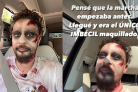 El influencer mexicano llegó 4 horas antes a una marcha de zombies que ocurriría hasta pasadas las 5 de la tarde.