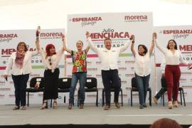 “¡Presidenta, Presidenta!”, vitorean a Sheinbaum en Hidalgo en campaña de Julio Menchaca