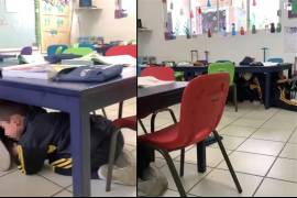 Terror. En redes sociales se difundió un video donde se observa a los niños ocultos bajo las mesas justo en el momentos en que afuera se registraba el enfrentamiento armado.