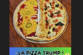 La promoción ofrece una pizza grande de especialidad gratis al comprar la “Pizza Trump” y subir una foto o video con el # ChiflandoLaTrump.