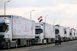 Con los 20 camiones de este lunes, suman 54 los que ya han ingresado a Gaza con ayuda humanitaria para los palestinos.