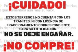 La Dirección de Desarrollo Urbano exhortó a verificar la situación legal de los terrenos antes de entregar dinero o firmar documentos, a fin de evitar posibles irregularidades en su compra.