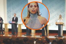 ¿Mariana Rodríguez usó apuntador en debate?; usuarios acusan a candidata de MC por supuestamente hacer trampa