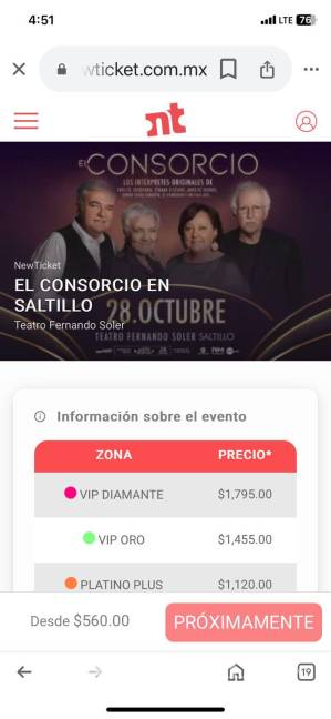 $!La página Newticket ya no daba la opción de comprar, pero no daba nueva fecha.