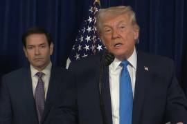 El presidente de Estados Unidos, Donald Trump, junto al secretario de Estado Marco Rubio, durante una declaración desde Palm Beach.