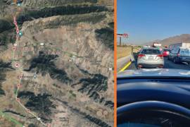 Tráfico permanece detenido en la carretera y autopista Saltillo-Monterrey tras accidente en Los Chorros.