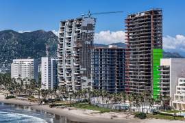 Fotografía del 23 de octubre de 2024, donde se observan hoteles afectados por el paso del huracán Otis, en Acapulco en el estado de Guerrero (México).